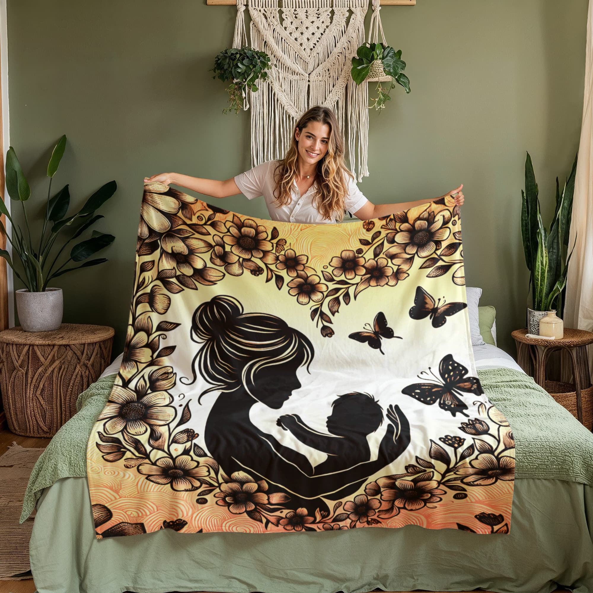 Cozy Love – Soft Coral Fleece Blanket for Mom