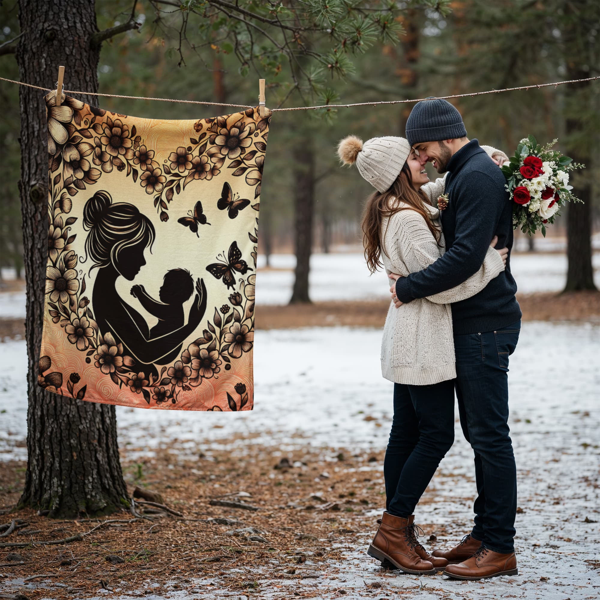 Cozy Love – Soft Coral Fleece Blanket for Mom