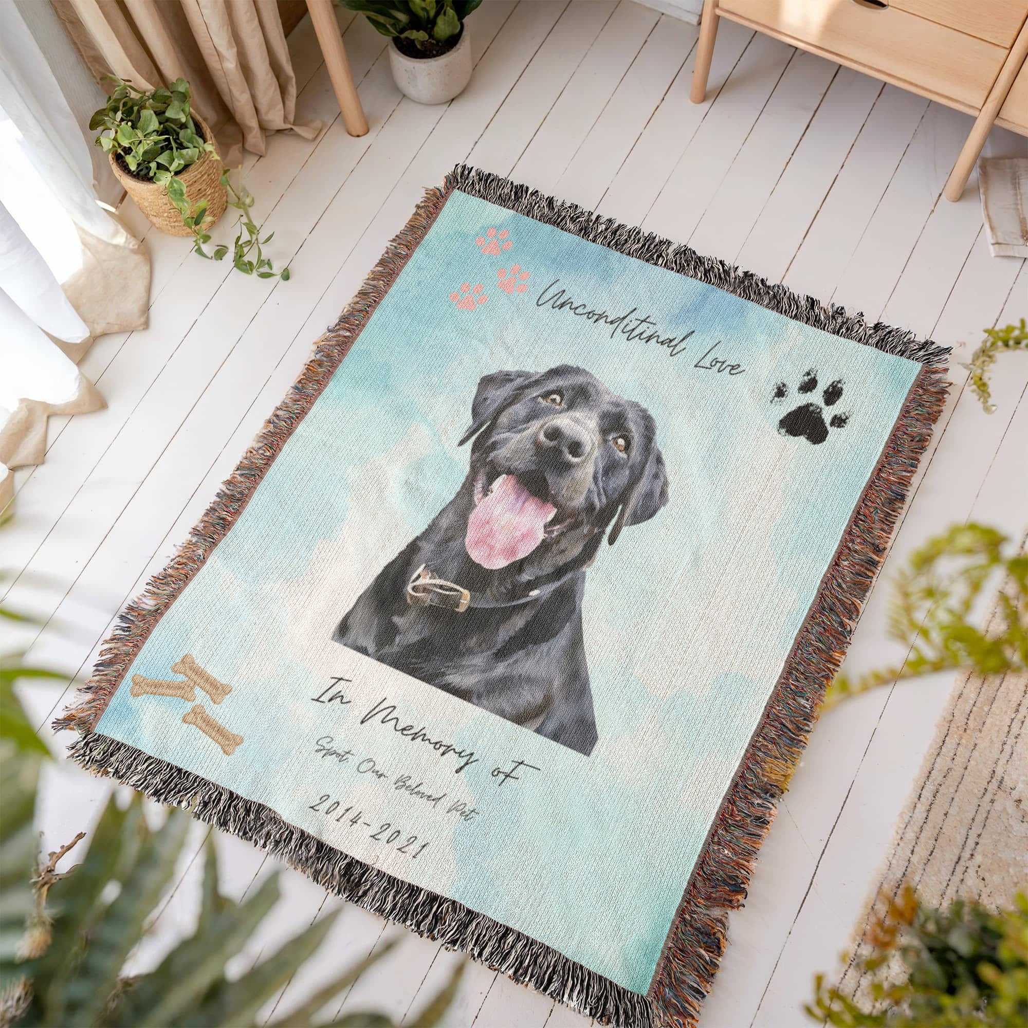 Forever in Our Hearts – Personalized Dog Memorial Blanket