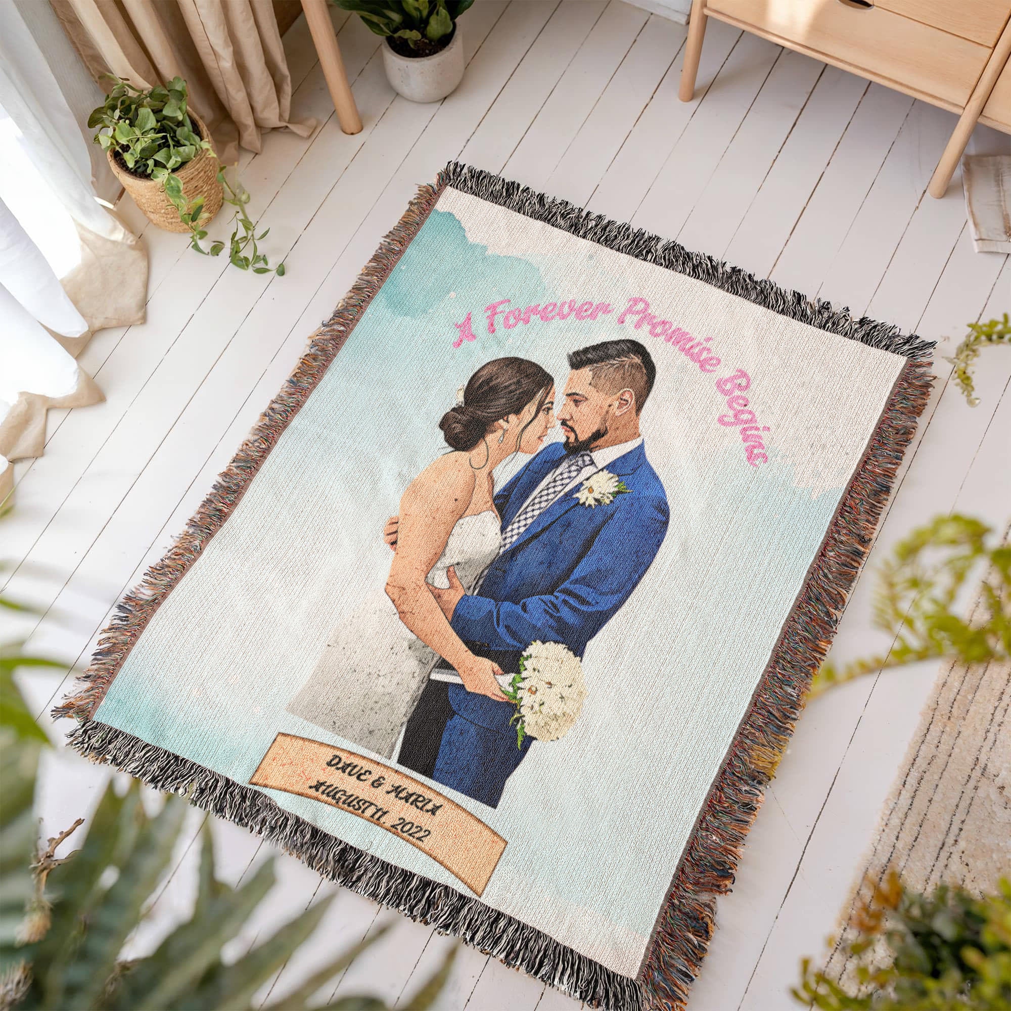Happily Ever After – Personalized Wedding Blanket for Couples