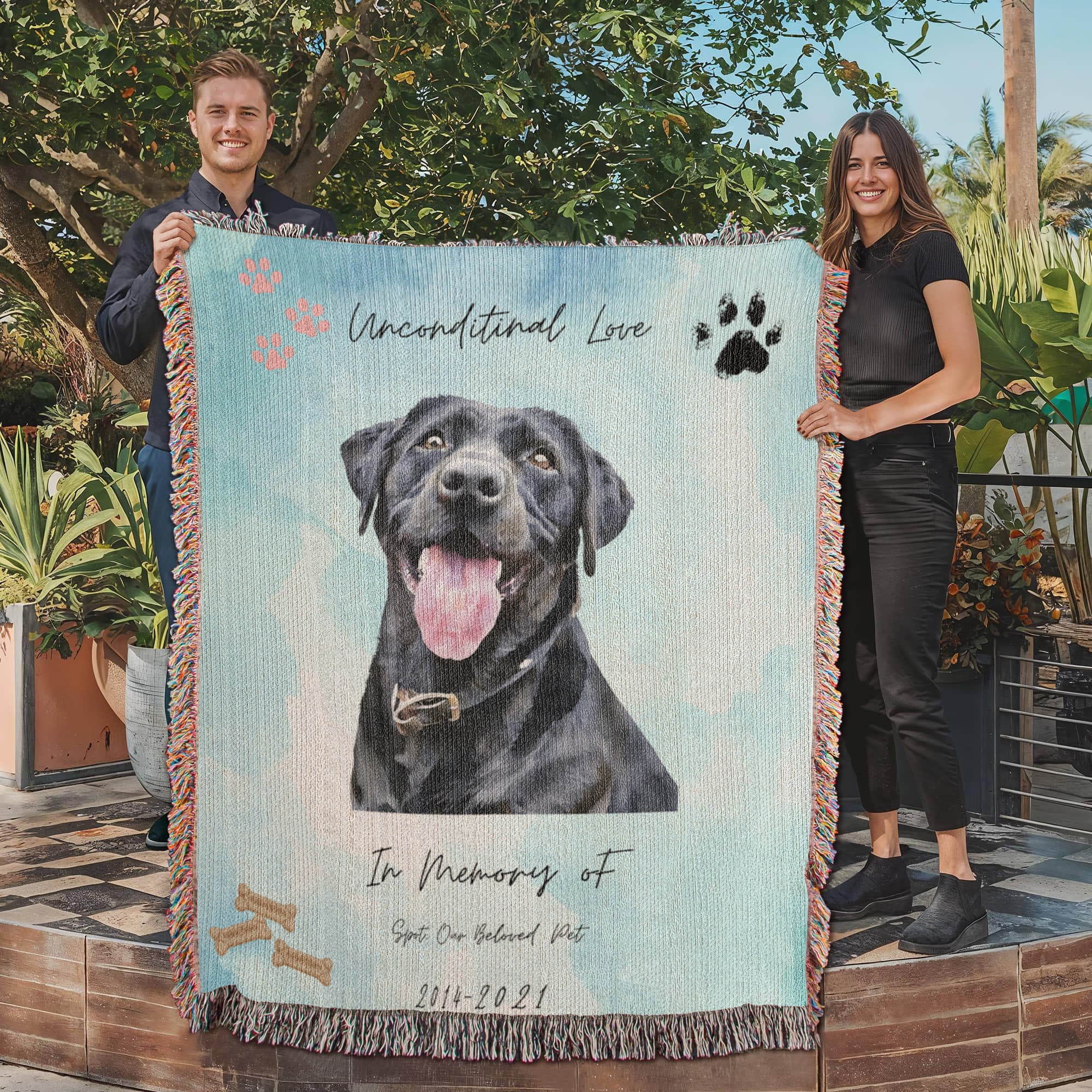 Forever in Our Hearts – Personalized Dog Memorial Blanket