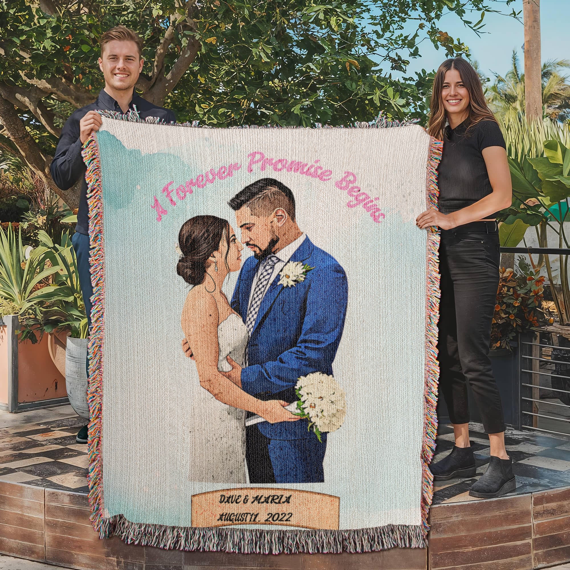 Happily Ever After – Personalized Wedding Blanket for Couples