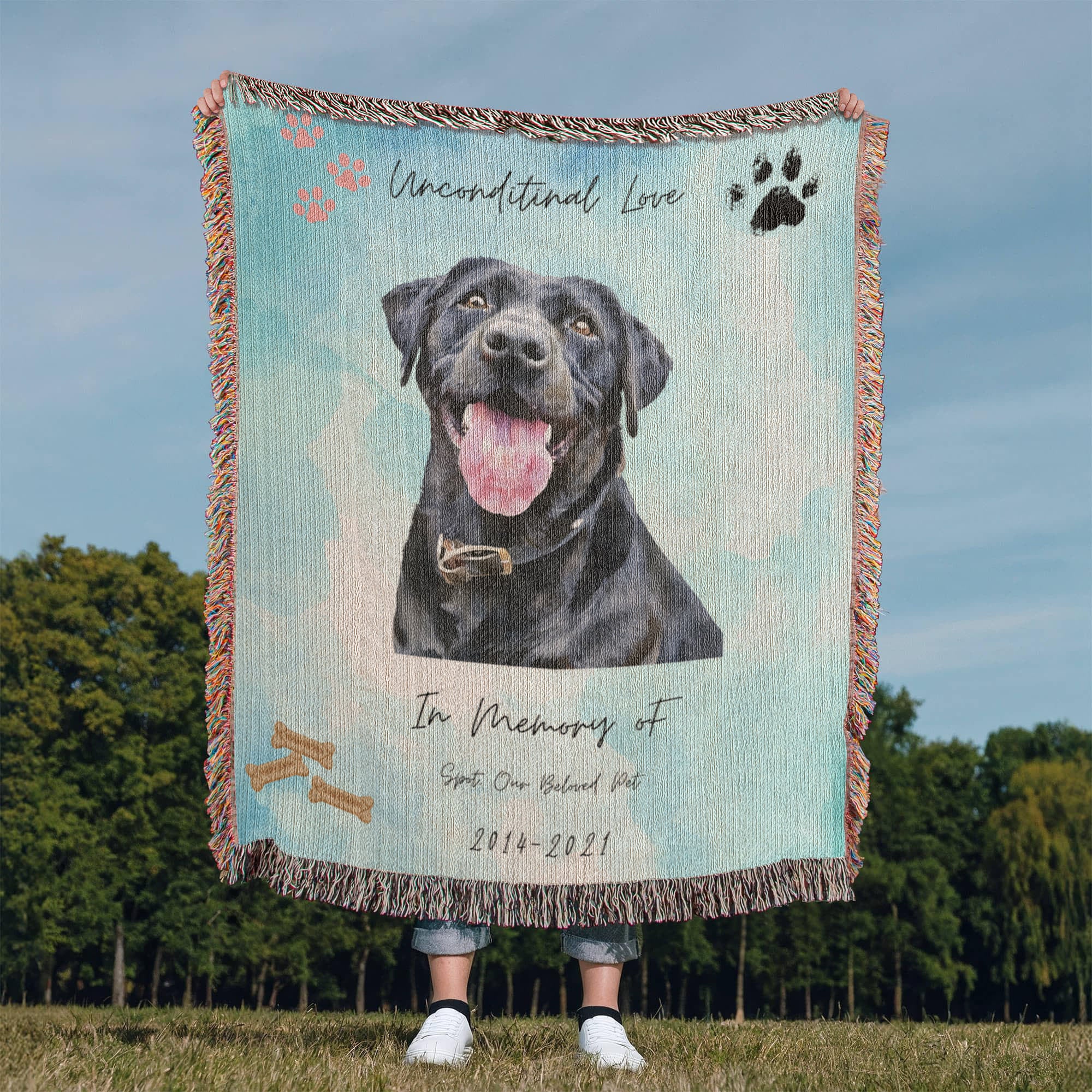 Forever in Our Hearts – Personalized Dog Memorial Blanket