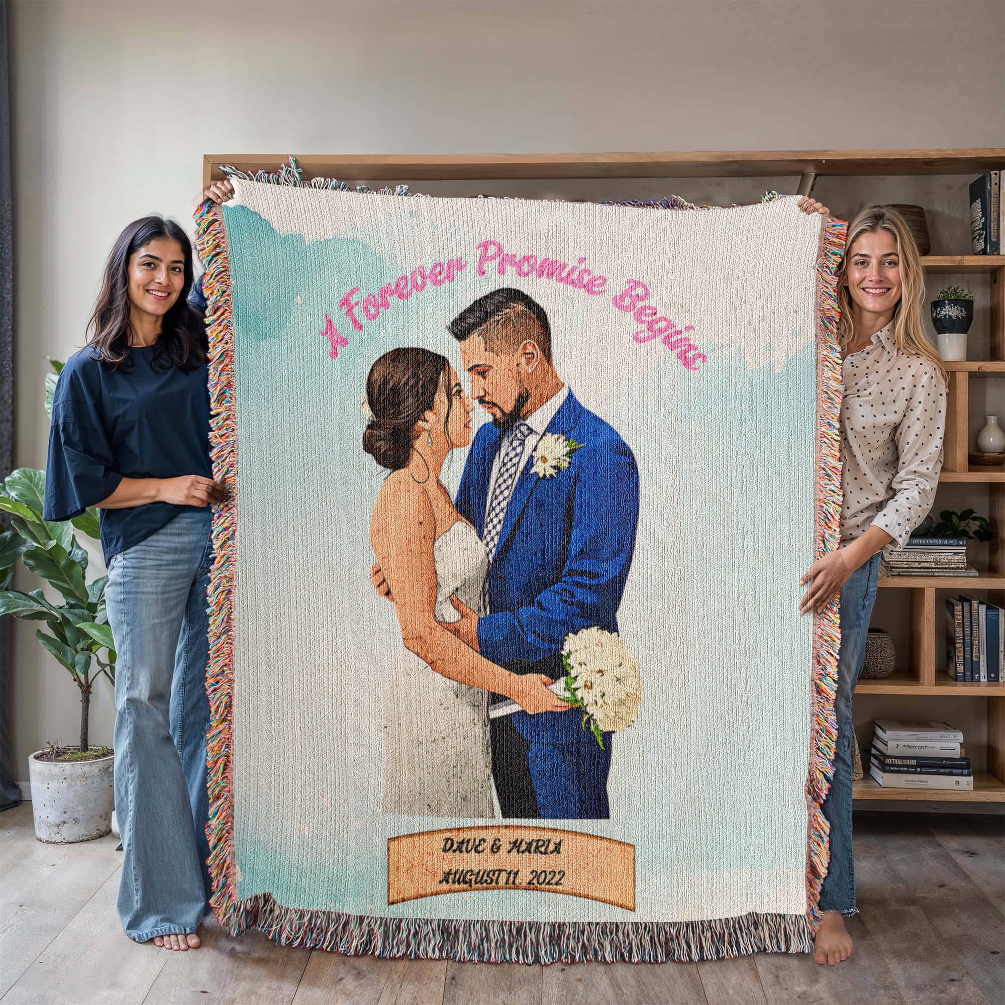 Happily Ever After – Personalized Wedding Blanket for Couples
